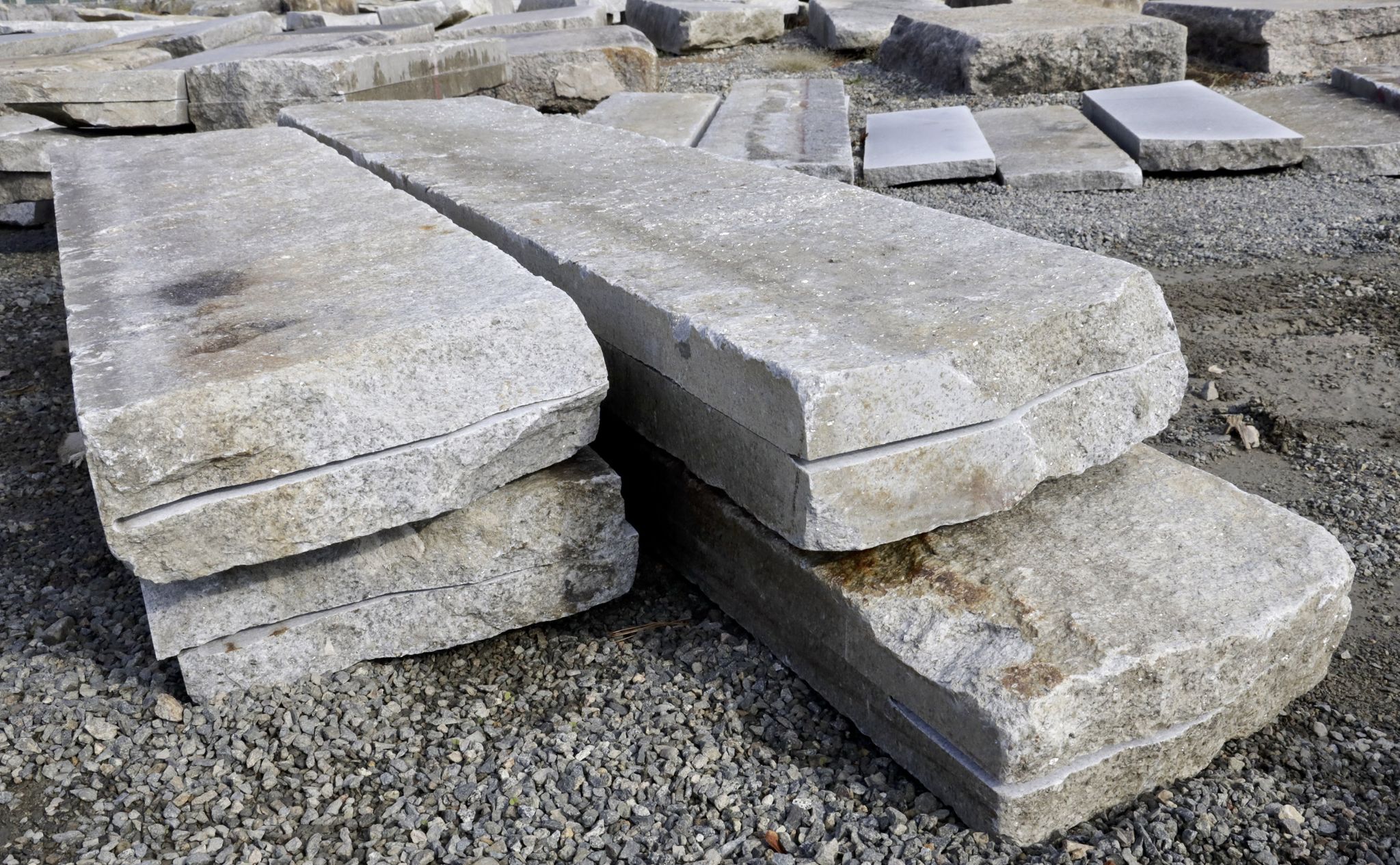 Reclaimed Third Generation Granite Curbstone Plank Pavers - Sawn